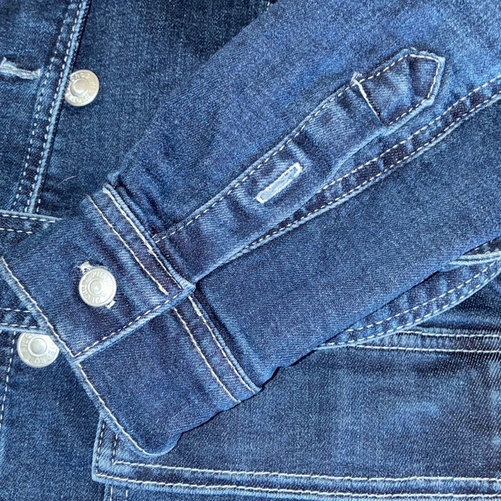 Pilcro jean jacket, Women's, XSP, blue, EUC, pockets, lined, belt, Denim. - Picture 10 of 17
